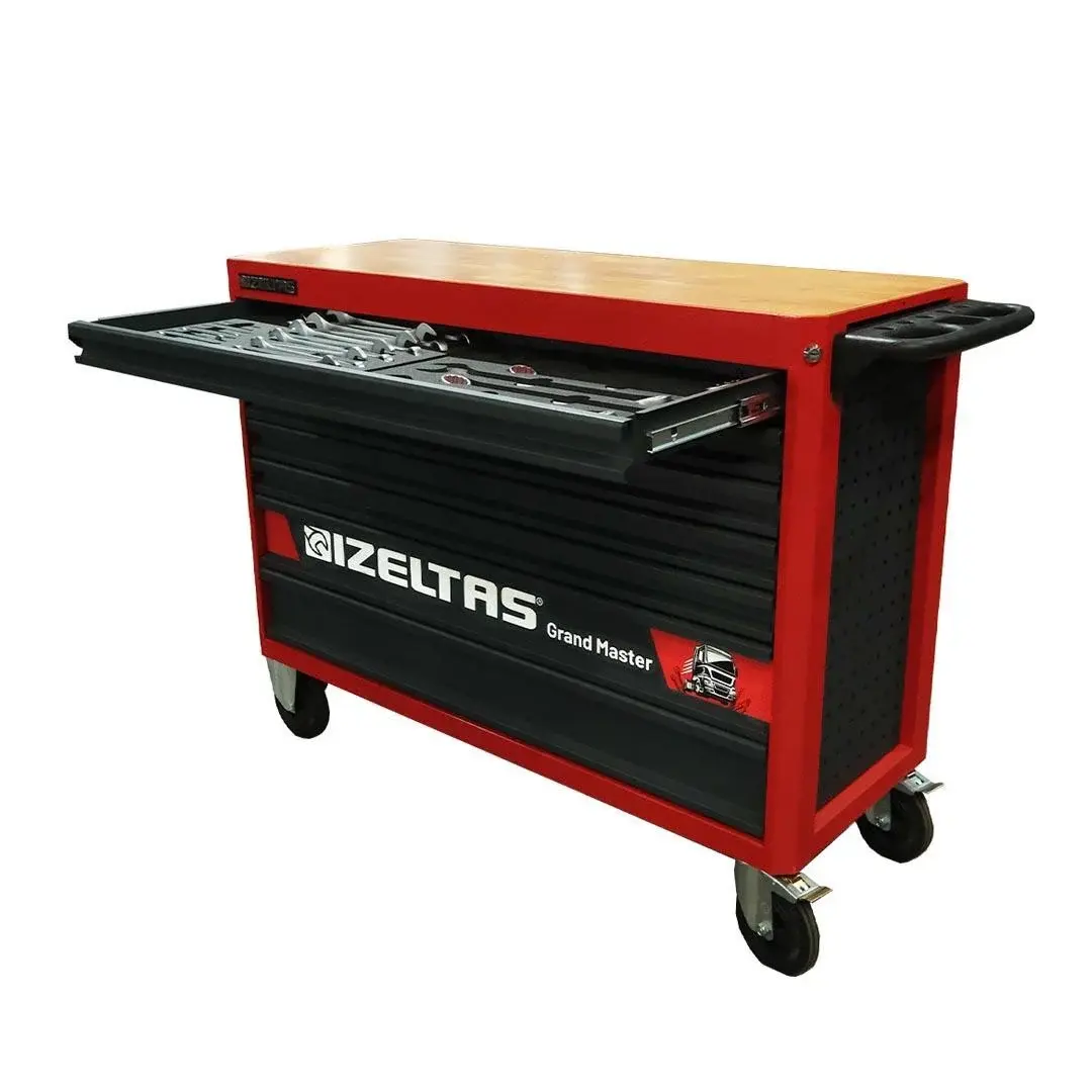 İzeltaş  Grand Master Takım Dolabı 7 Çekmeceli Kırmızı - Antrasit (Dolu 252) (13000005434)