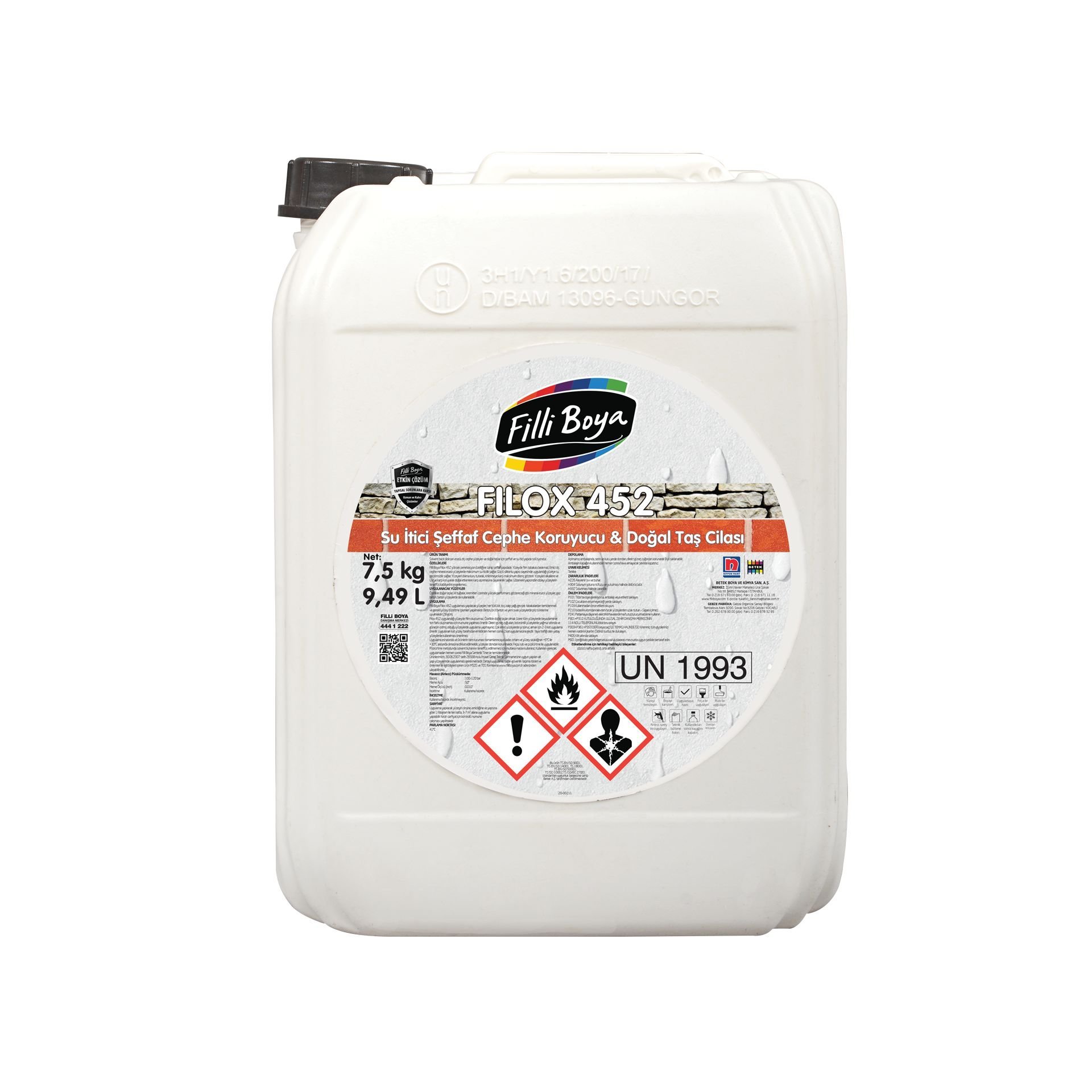 Filli Boya Filox 452 Su İtici Şeffaf Cephe Koruyucu Taş Cilası 0,75  Kg