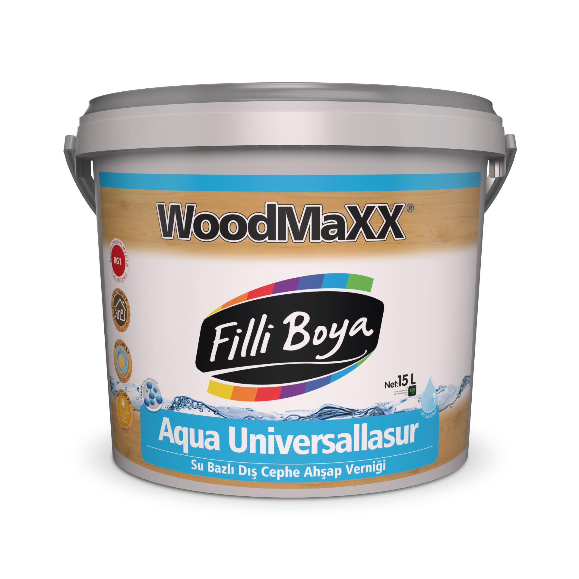 Filli Boya Woodmaxx Aqua Universallasur Su Bazlı Dış Cephe Ahşap Verniği 15 Lt