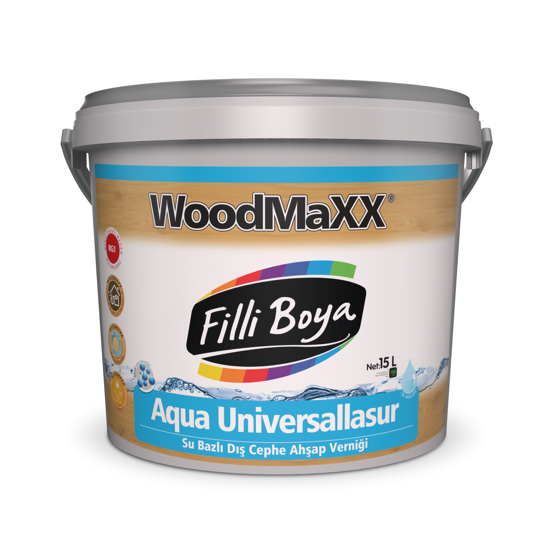 Filli Boya Woodmaxx Aqua Universallasur Su Bazlı Dış Cephe Ahşap Verniği 15 Lt