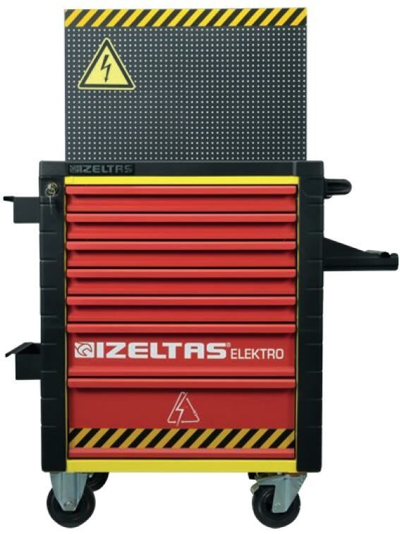 İzeltaş  Elektro Takım Dolabı Kırmızı Sarı 7 Çekmece (Dolu 93) (13000005548)