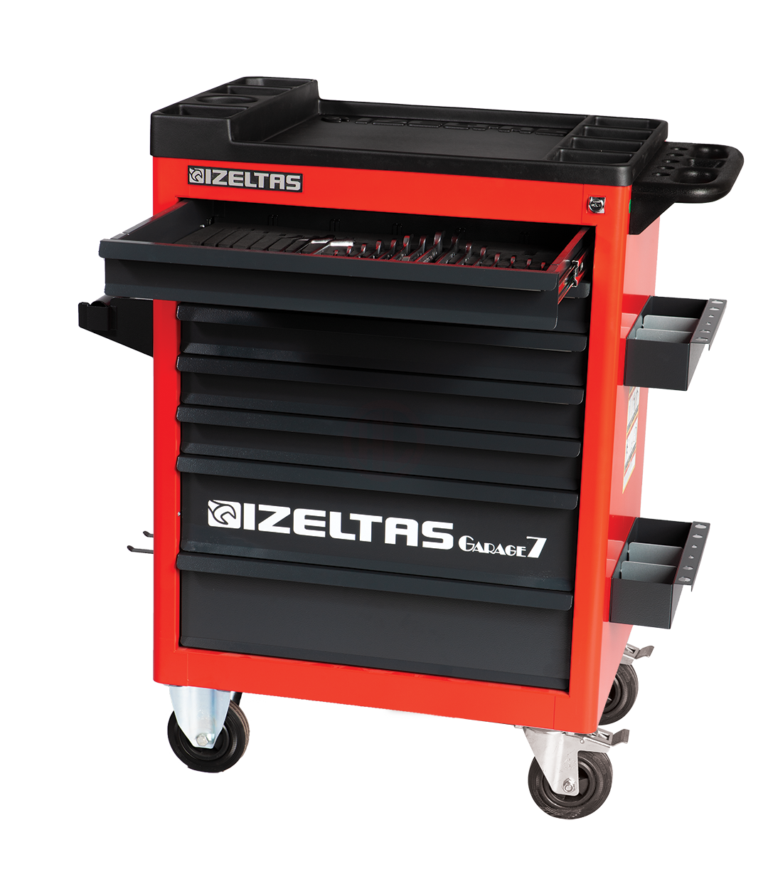İzeltaş  Garaj Serisi Takım Dolabı 7 Çekmeceli  Kırmızı Gövde - Gri Çekmece  (8242321007)