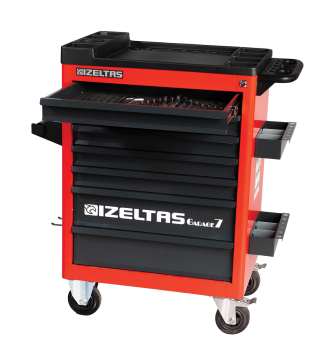 İzeltaş  Garaj Serisi Takım Dolabı 7 Çekmeceli  Kırmızı Gövde - Gri Çekmece  (8242321007)