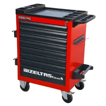 İzeltaş  Garaj Serisi Takım Dolabı 8 Çekmeceli  Kırmızı Gövde - Gri Çekmece (8242321008)