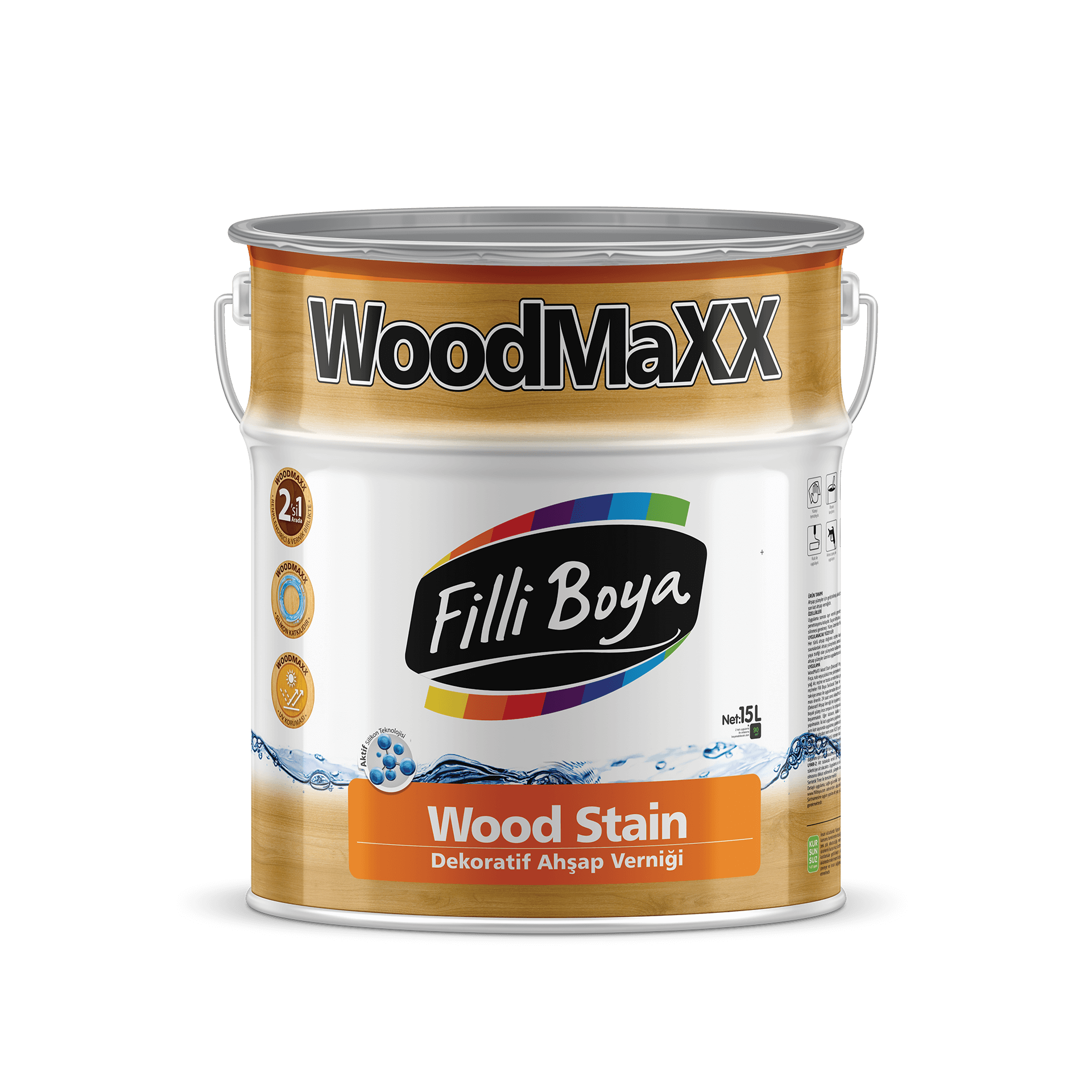 Filli Boya Woodmaxx Wood Stain Vernikli Ahşap Renklendirici 15 Lt