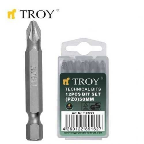 TROY 22229 Bits Uç Seti (PZ0x50mm, 12 Adet)