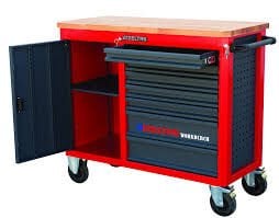 İzeltaş  Takım Dolabı Ahşap Üst Tablalı Kırmızı Antrasit Xxl (7 Çekmeceli) (8246321007)