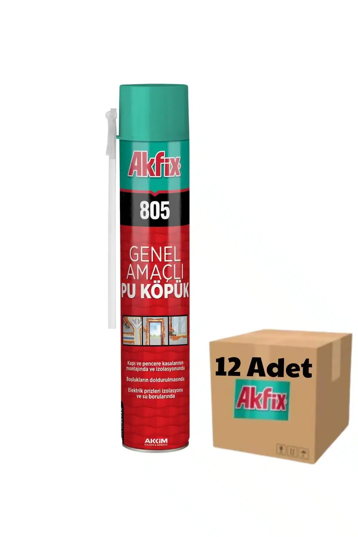 Akfix 805 Poliüretan PU Köpük Pipetli 750 Ml (1 Koli - 12 Adet)