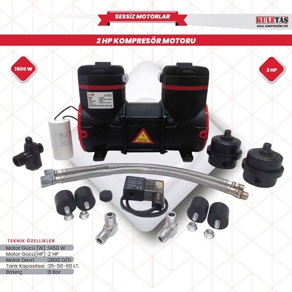 Kuletaş 2 Hp Premium Kompresör Motoru Kafası (Yedek Parça)
