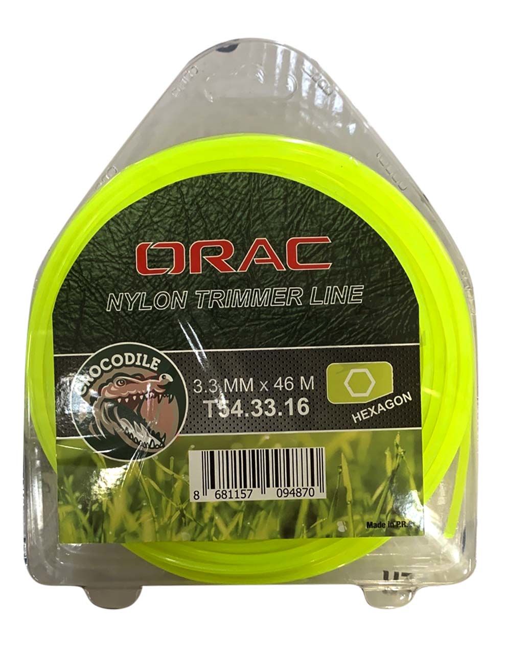 Orac Tırpan Misinası Crocodile 3.3mm 46 Mt Altı Köşe Yeşil | Orac