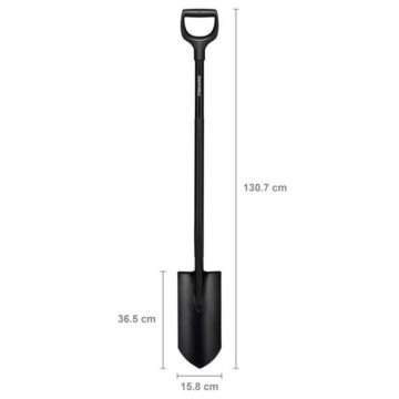 Fiskars 1066709 Ergonomik Pro Siyah Sivri Uçlu Ağır İş Küreği
