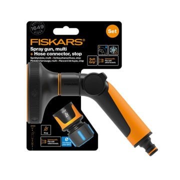 Fiskars 1065492 Çoklu Sulama Tabancası + 13mm Stoplu Hortum Bağlantısı