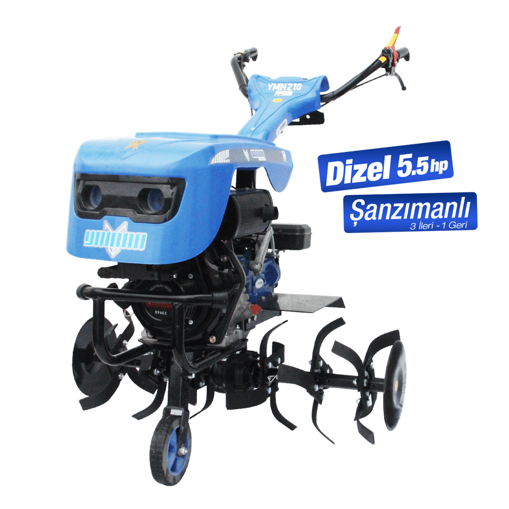 Yaman 5,5 Hp Dizel Çapa Makinası - İpli, 3 İleri 1 Geri Şanzımanlı, Tekerlek Dahil