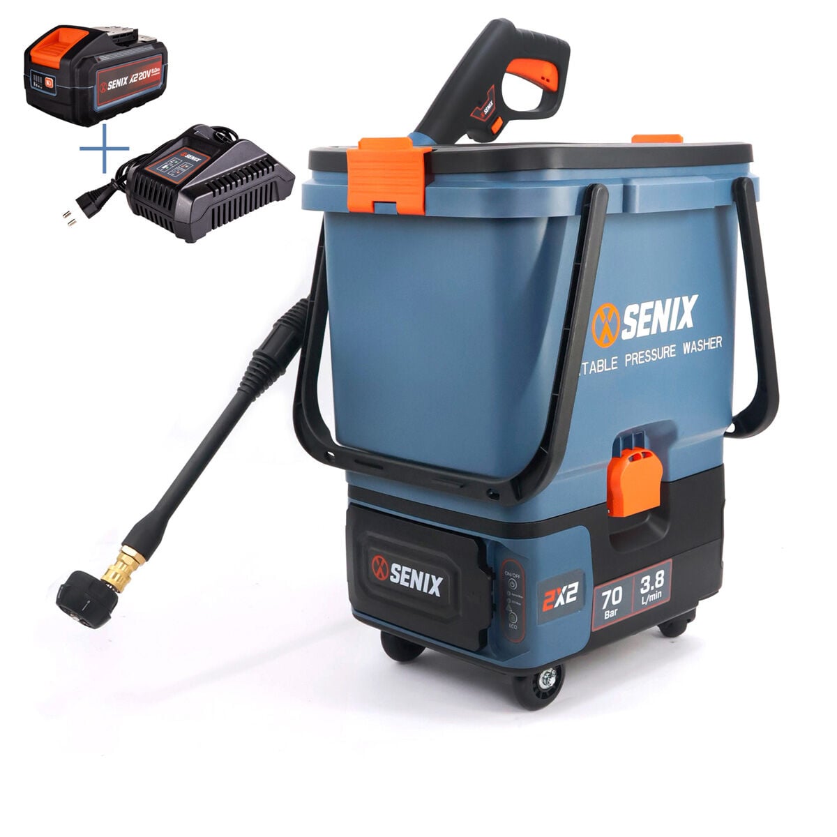 Senix HPWX2-M2-EU Akülü Basınçlı Yıkama Makinesi 70 Bar 2x4.0Ah Akü ve Şarj Aleti