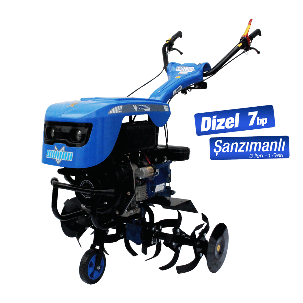 Yaman YMN 310 7 Hp Dizel Çapa Makinası - Marşlı, 3 İleri 1 Geri Şanzımanlı, Tekerlek Dahil