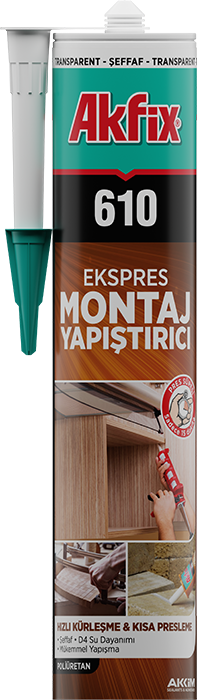 Akfix 610 Pu Expres Montaj Yapıştırıcı (Sıvı Çivi) Şeffaf 280 Ml