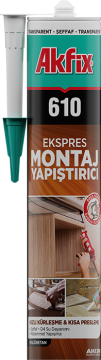 Akfix 610 Pu Expres Montaj Yapıştırıcı (Sıvı Çivi) Şeffaf 280 Ml
