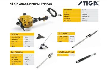 Stiga SMT226 5’i Bir Arada Benzinli Motorlu Yan Tırpan