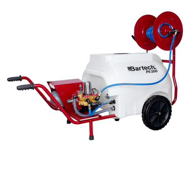Bartech PE200 200 Litre Elektrikli İlaçlama - 30 Luk Pompa, Makaral, Tabancalı, Tekerlekli