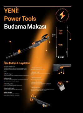 Fiskars 1082340B Akülü Yüksek Dal Budama Makası 32 Mm Bypass Teleskopik 240-400 Cm