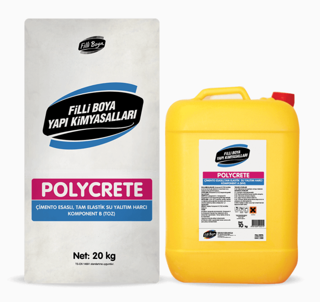 Filli Boya Polycrete Tam Elastik Su Yalıtım Malzemesi Takım 20 Kg Toz 10 Kg Sıvı