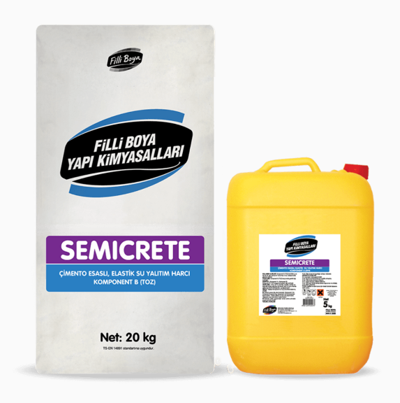 Filli Boya Semicrete Elastik Su Yalıtım Malzemesi Takım 20 Kg Toz 5 Kg Sıvı