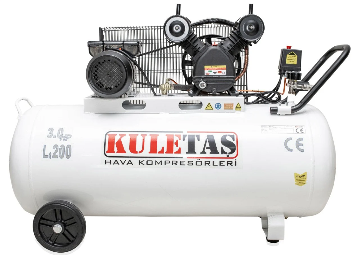 Kuletaş 200 Litre Hava Kompresörü 3 Hp Çift Pistonlu HM-V-0,16