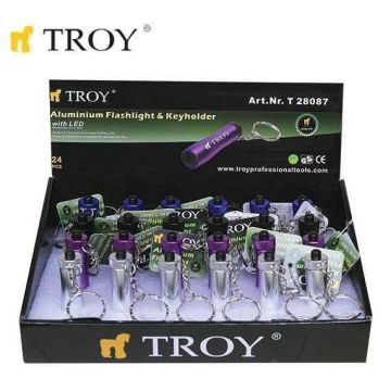 TROY 28087 Mini LED El Feneri ve Anahtarlık (24 Adet, Standlı)