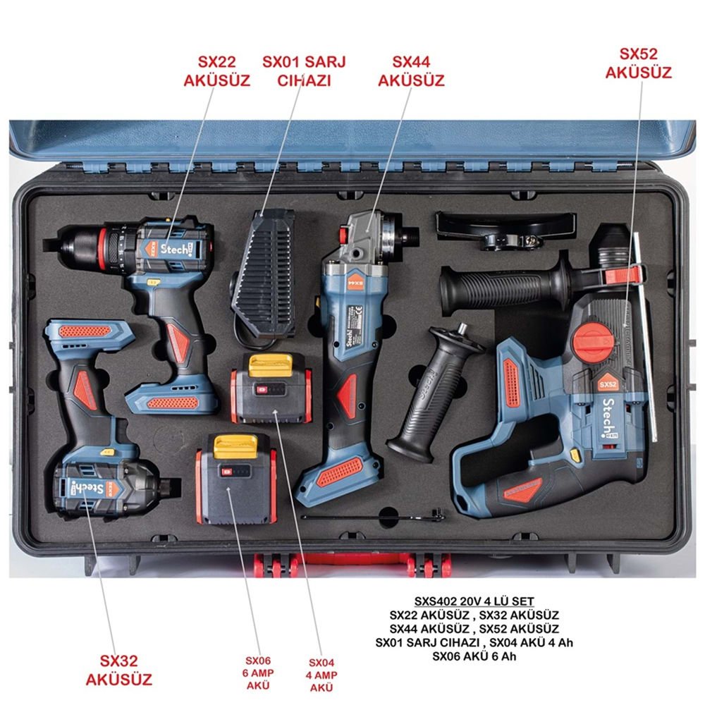 StechEnd SXS402 Akülü Alet Seti 20 V (SX22-SX32-SX44-SX52)
