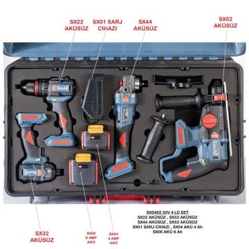 StechEnd SXS402 Akülü Alet Seti 20 V (SX22-SX32-SX44-SX52)