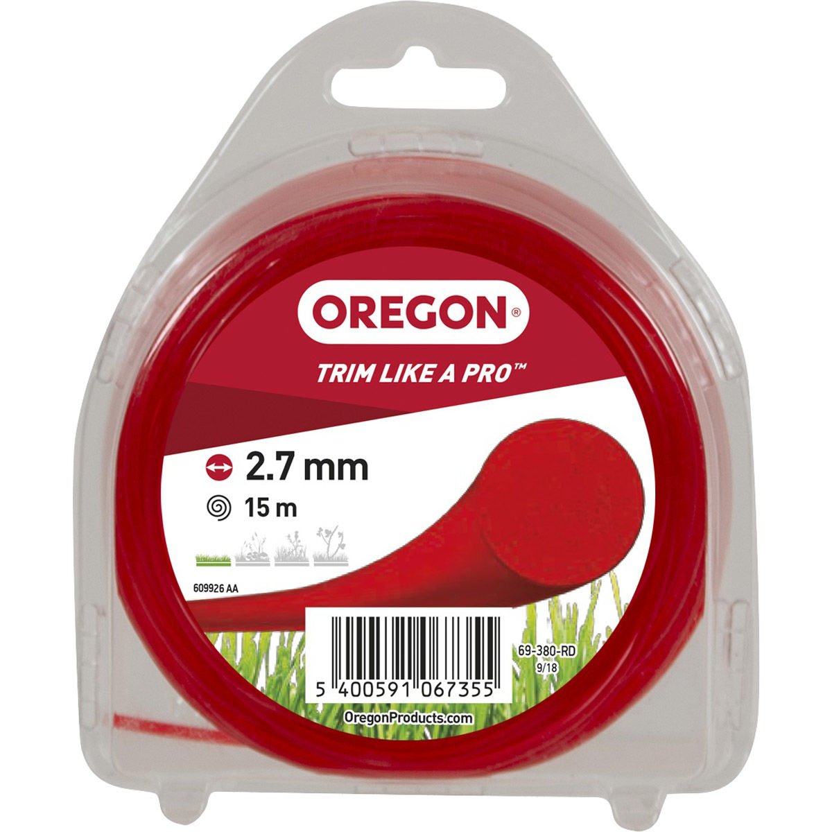 Oregon 69-380-RD Tırpan Misina 2.7Mm 15M Kırmızı Yuvarlak