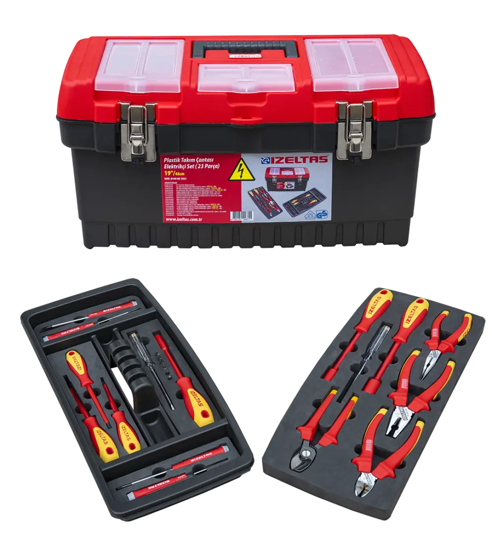 İzeltaş  19'' Plastik Takım Çantası Elektrikçi Set Dolu (23 Parça) (8440001023)