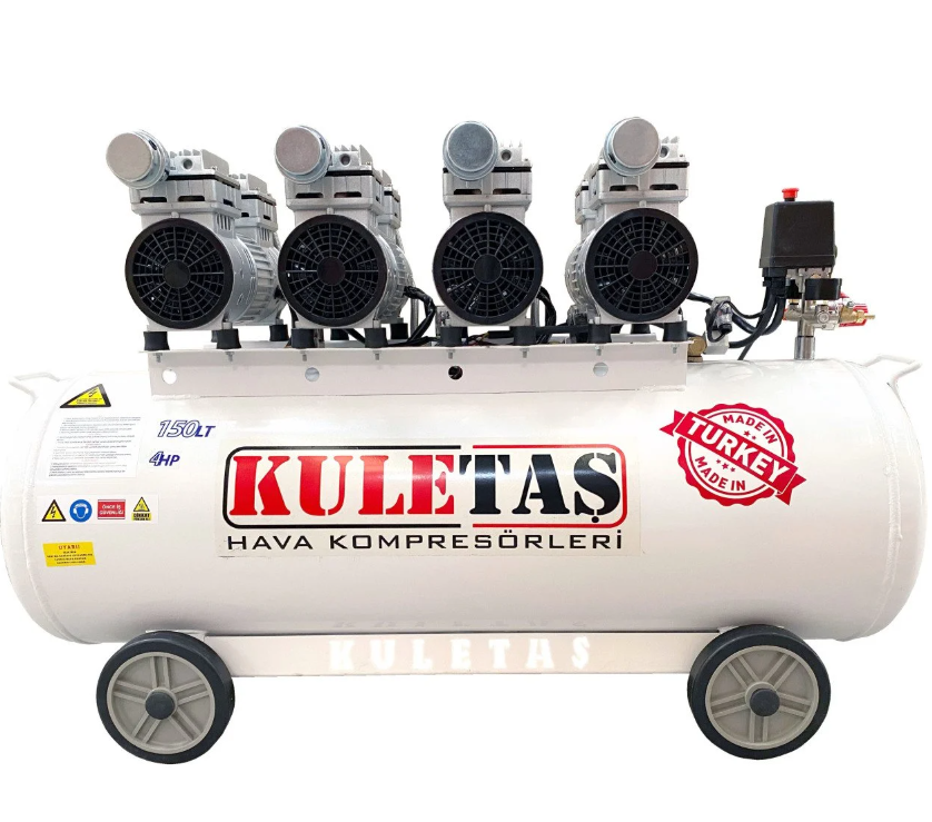 Kuletaş Hava Komresörü Yağsız Sessiz 150 Litre Dört Motorlu