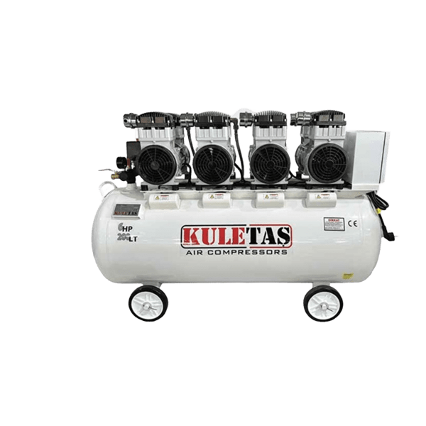 Kuletaş Hava Kompresörü Yağsız Sessis 200 Litre Dört Motorlu 6 Hp