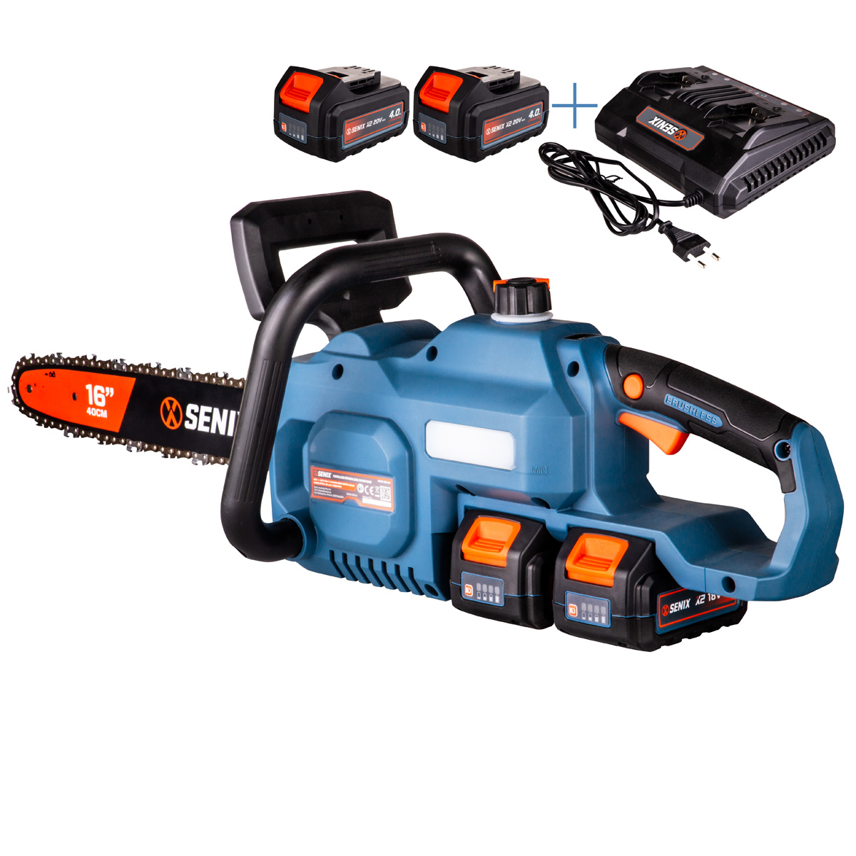 Senix CSX2-M2-EU Akülü Motorlu Testere 2x4.0Ah Akü ve Şarj Aleti