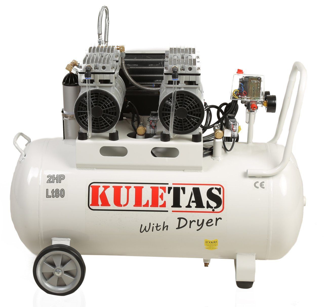 Kuletaş Hava Kompresörü Yağsız Sessiz Kurutuculu  80 Litre