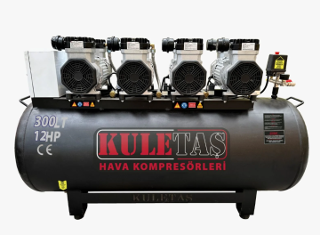 Kuletaş 300 Litre Hava Kompresörü Yağsız Sessiz Dört Motorlu 12 Hp