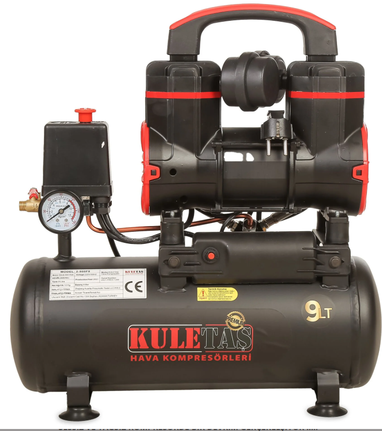 Kuletaş 9 Litre Premium Hava Kompresörü Yağsız Sessiz 1,2 Hp