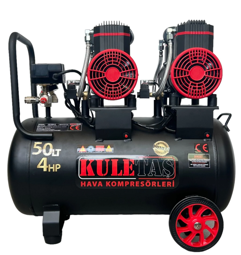 Kuletaş 50 Litre Hava Kompresörü Premium Yağsız Sessiz 4 Hp