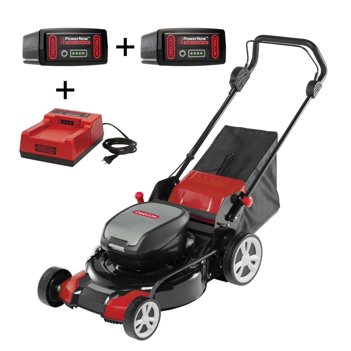 Oregon LM400 Akülü Çim Biçme Makinası Çift Akülü 2x4.0 Ah Akü + C750 Şarj Cihazı