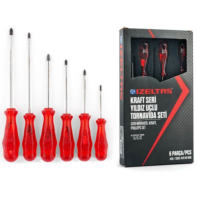 İzeltaş  Kraft Seri Yıldız Uçlu Tornavida Seti 6 Parça (4120008106)