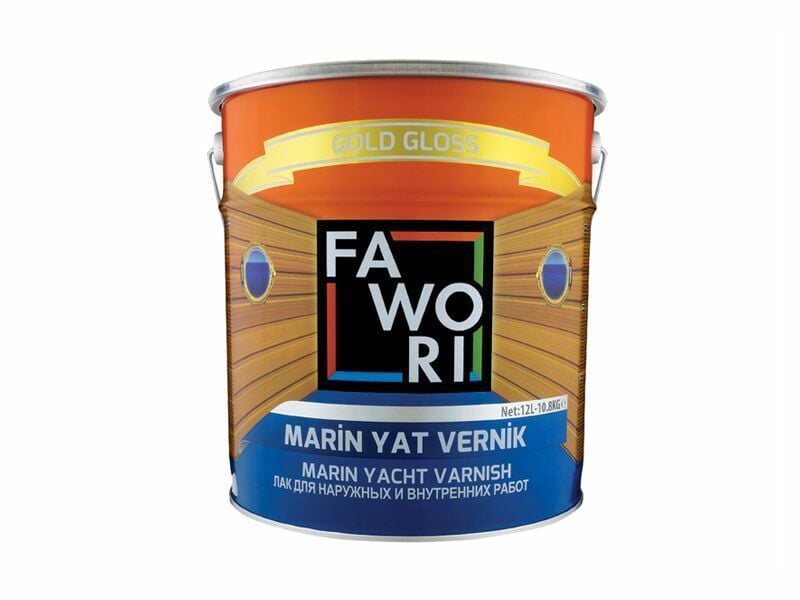 Fawori Marin Yat Vernik Sentetik Parlak Dış Mekan Verniği Şeffaf 12 Lt