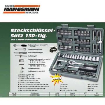 Mannesmann 29166 Lokma Anahtar Bits Uç Seti (130 Parça, 6.3 mm - 1/4'')