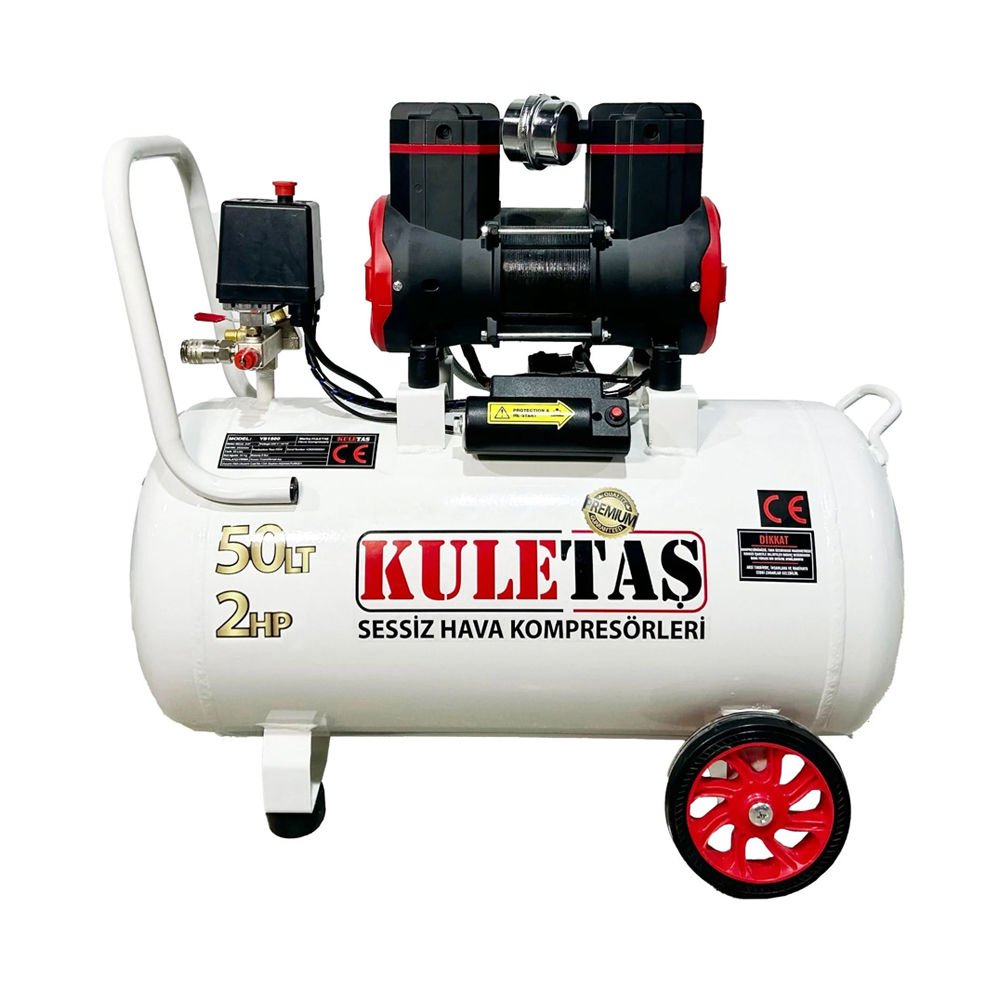 Kuletaş 50 Litre Premium Kafa Hava Kompresörü Yağsız Sessiz 2 Hp