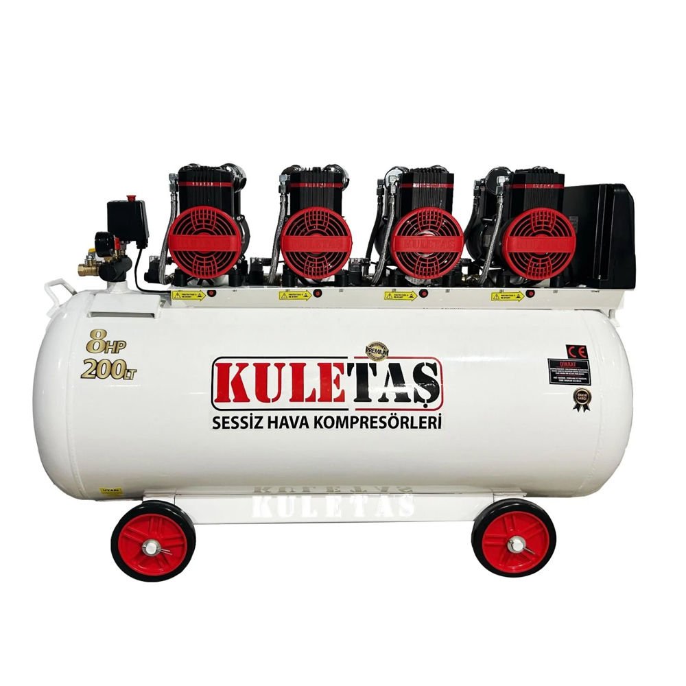 Kuletaş 200 Litre Premium Kafa Hava Kompresörü Yağsız Sessiz 8 Hp