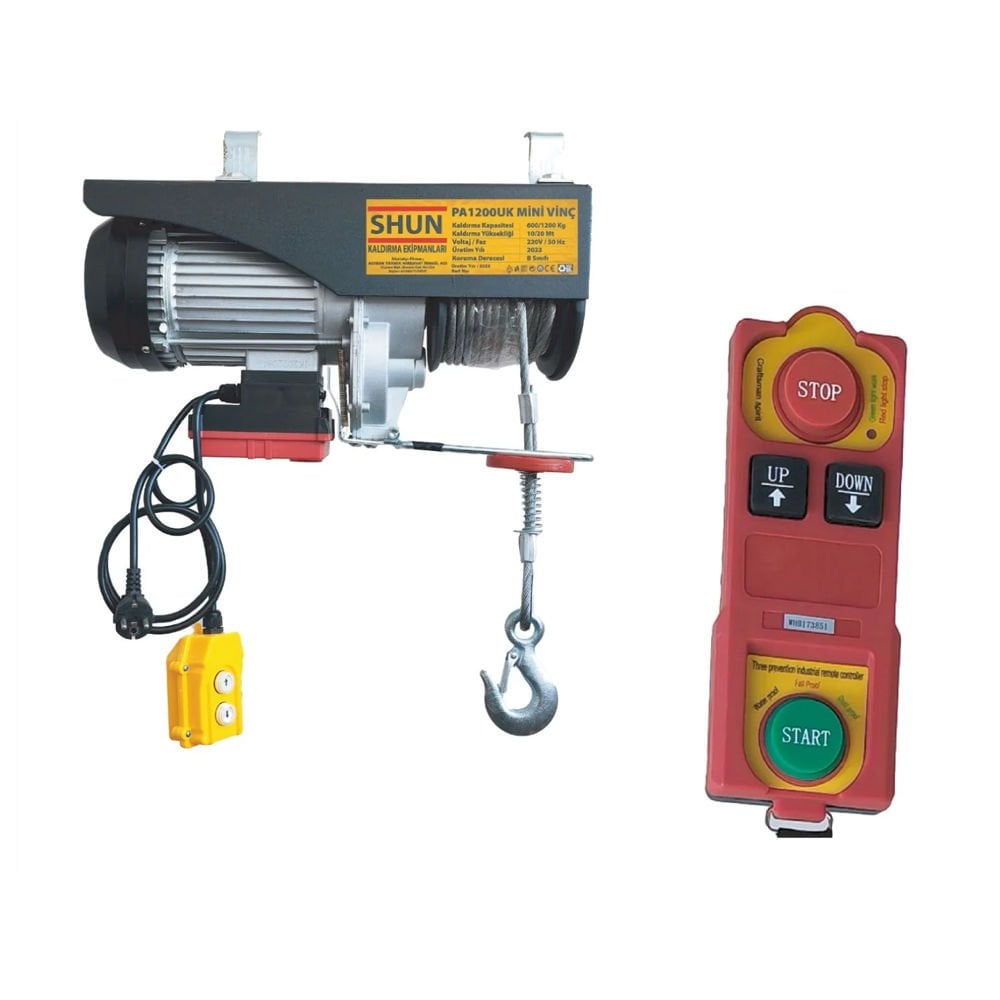 Shun PA1200UK Uzaktan Kumandalı 4 Hareketli Elektrikli Vinç 600/1200 Kg