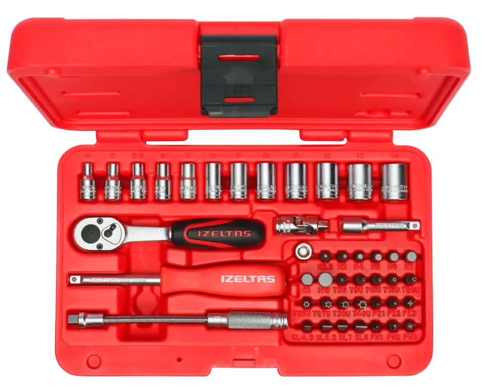 İzeltaş  1/4'' Altı Köşe Lokma Anahtar Ve Bits Set 45 Parça (14000005133)
