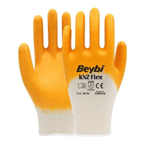 Beybi KN2 Flex Eldiven No:10 (Pamuklu-Nitril-Beyaz-Sarı) 288 Çift